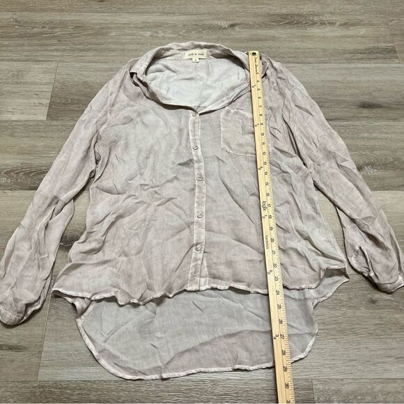 Cloth & Stone Anthropologie Button-Up Light Rayon Pink Grayish Down Shirt Size M - Picture 2 of 6